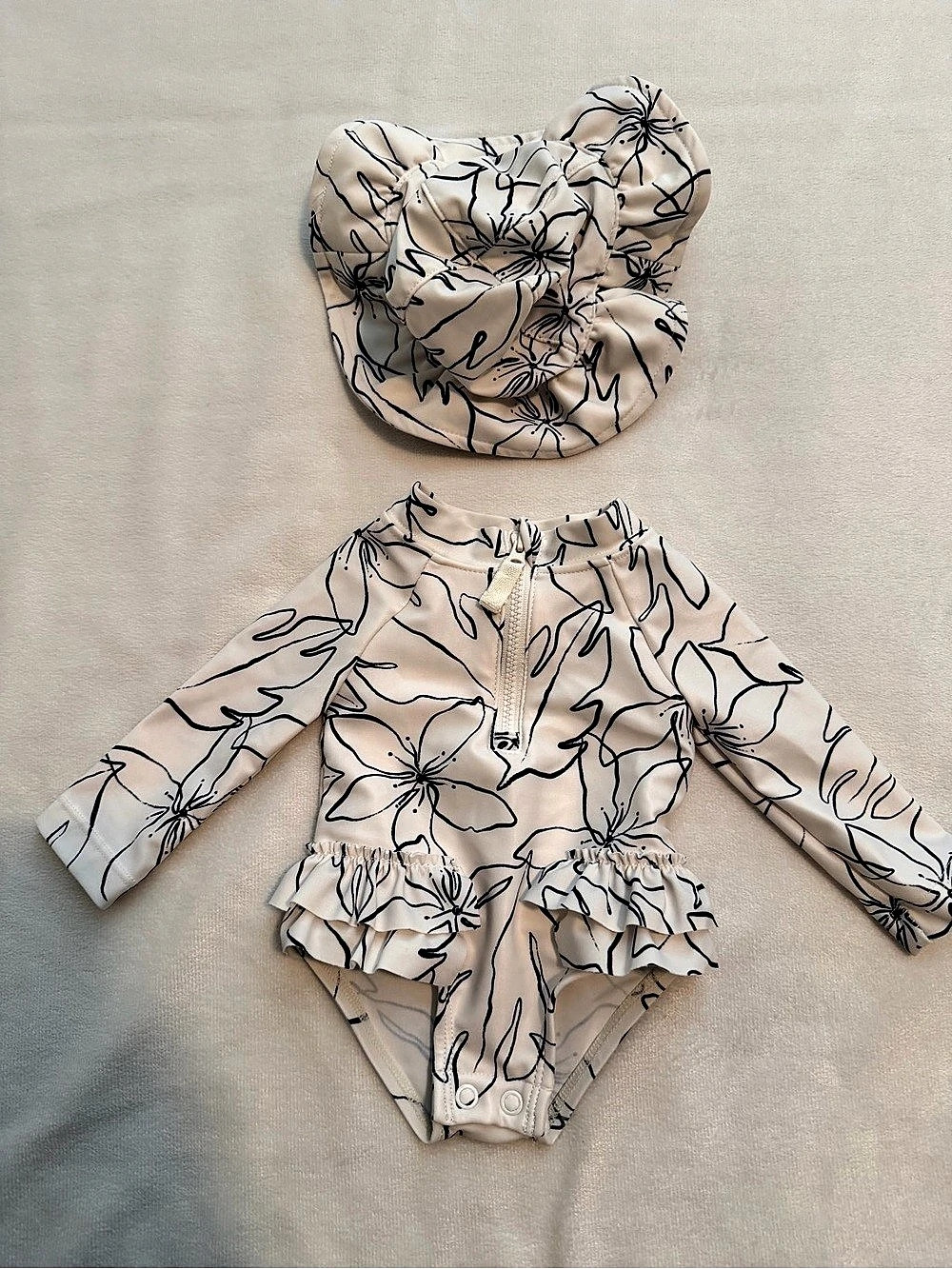 carter's Floral One-Piece Swimsuit & Hat Newborn